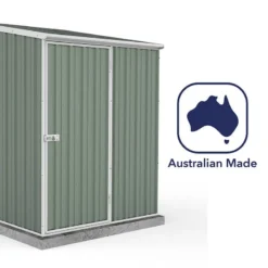 5' X 5' Absco Space Saver Pent Metal Shed - Pale Eucalyptus (1.52m X 1.52m) -Zen Gardenia Sales esdxl20met105 5x5 absco euc feature6 min