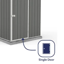 5' X 5' Absco Space Saver Pent Metal Shed - Grey (1.52m X 1.52m) -Zen Gardenia Sales esdxl20met106 5x5 absco grey feature3 min