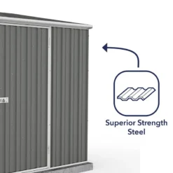 5' X 5' Absco Space Saver Pent Metal Shed - Grey (1.52m X 1.52m) -Zen Gardenia Sales esdxl20met106 5x5 absco grey feature5 min