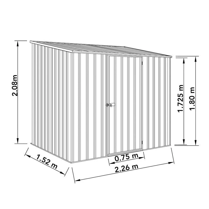 7'5 X 5' Absco Space Saver Pent Metal Shed - Dark Grey (2.26m X 1.52m) 4 7'5 X 5' Absco Space Saver Pent Metal Shed - Dark Grey (2.26m X 1.52m) - Image 2