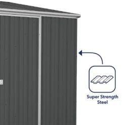 7'5 X 5' Absco Space Saver Pent Metal Shed - Dark Grey (2.26m X 1.52m) 17 7'5 X 5' Absco Space Saver Pent Metal Shed - Dark Grey (2.26m X 1.52m) -Zen Gardenia Sales esdxl20met108 7x5 absco dark grey feature4 min