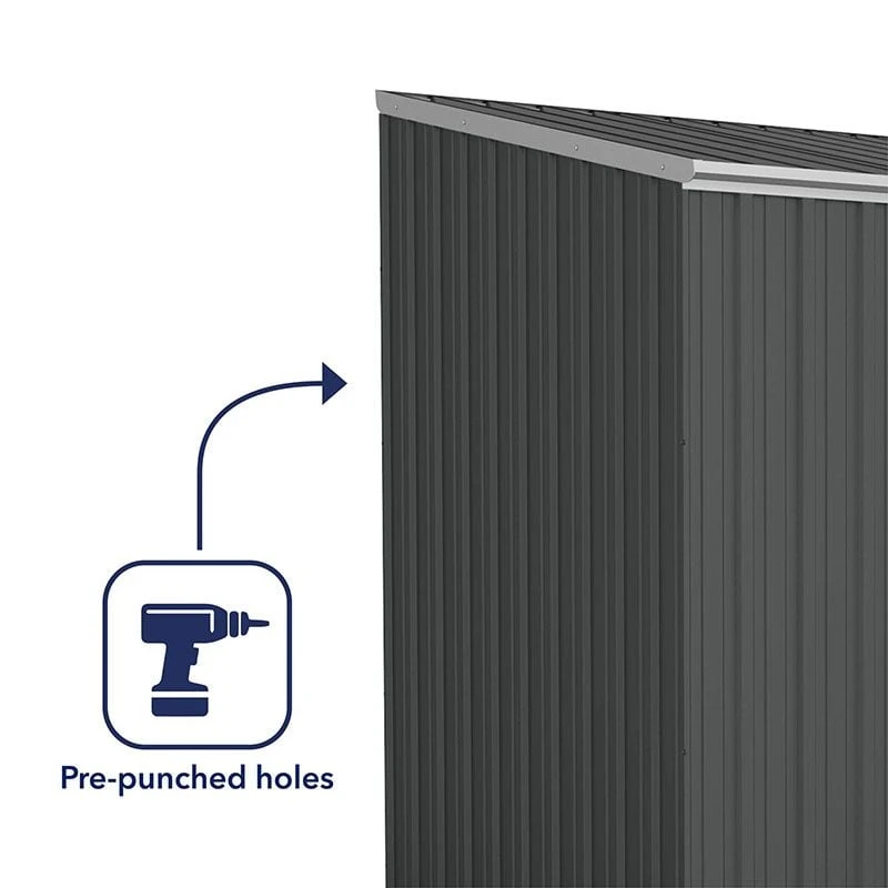 7'5 X 5' Absco Space Saver Pent Metal Shed - Dark Grey (2.26m X 1.52m) 10 7'5 X 5' Absco Space Saver Pent Metal Shed - Dark Grey (2.26m X 1.52m) - Image 8