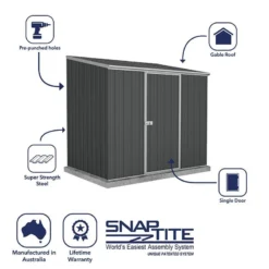 7'5 X 5' Absco Space Saver Pent Metal Shed - Dark Grey (2.26m X 1.52m) 19 7'5 X 5' Absco Space Saver Pent Metal Shed - Dark Grey (2.26m X 1.52m) -Zen Gardenia Sales esdxl20met108 7x5 absco dark grey feature7 min