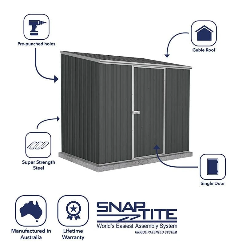 7'5 X 5' Absco Space Saver Pent Metal Shed - Dark Grey (2.26m X 1.52m) 11 7'5 X 5' Absco Space Saver Pent Metal Shed - Dark Grey (2.26m X 1.52m) - Image 9