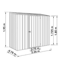 7'5 X 3' Absco Space Saver Pent Metal Shed - Dark Grey (2.26m X 0.78m) 11 7'5 X 3' Absco Space Saver Pent Metal Shed - Dark Grey (2.26m X 0.78m) -Zen Gardenia Sales esdxl20met110 7x3 absco d grey drawing min