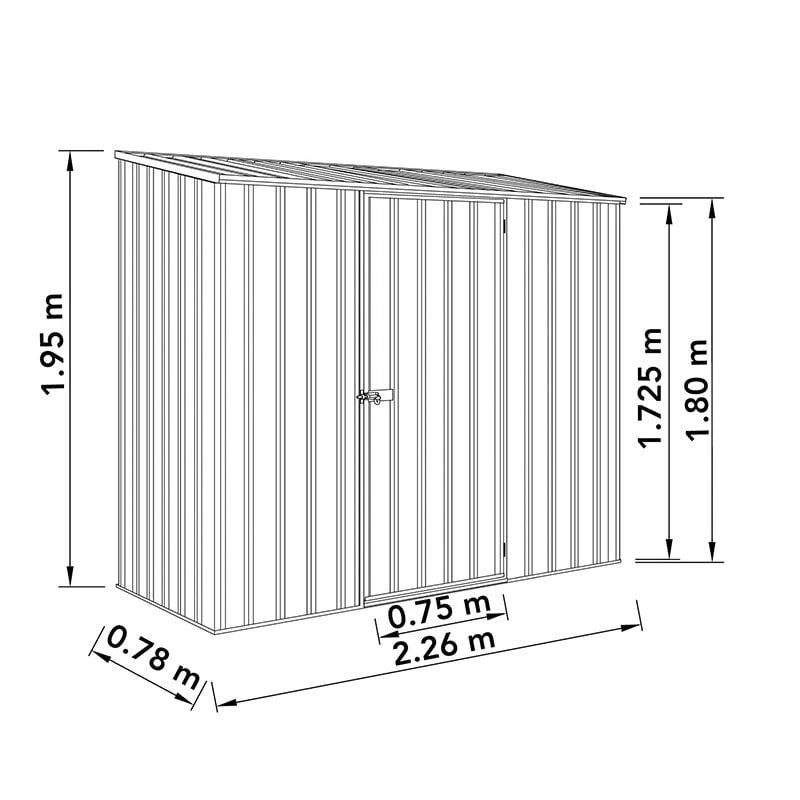 7'5 X 3' Absco Space Saver Pent Metal Shed - Dark Grey (2.26m X 0.78m) 4 7'5 X 3' Absco Space Saver Pent Metal Shed - Dark Grey (2.26m X 0.78m) - Image 2