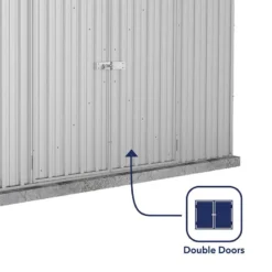 10' X 5' Absco Space Saver Double Door Metal Shed - Zinc (3m X 1.52m) -Zen Gardenia Sales esdxl20met111 10x5 absco zinc feature3 min
