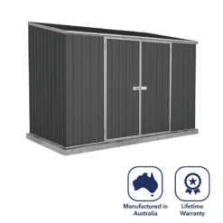 10' X 5' Absco Space Saver Double Door Metal Shed - Dark Grey (3m X 1.52m) -Zen Gardenia Sales esdxl20met112 10x5 absco dg feature1 min