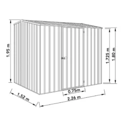 7'5 X 5' Absco Premier Titanium Reverse Apex Metal Shed - Dark Grey (2.26m X 1.52m) -Zen Gardenia Sales esdxl20met116 7x5 titanium dg drawing min