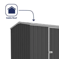 7'5 X 5' Absco Premier Titanium Reverse Apex Metal Shed - Dark Grey (2.26m X 1.52m) -Zen Gardenia Sales esdxl20met116 7x5 titanium dg f2 min