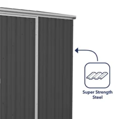 7'5 X 5' Absco Premier Titanium Reverse Apex Metal Shed - Dark Grey (2.26m X 1.52m) -Zen Gardenia Sales esdxl20met116 7x5 titanium dg f5 min