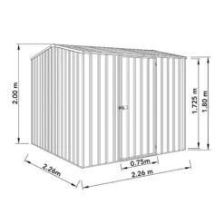 7'5 X 7'5 Absco Premier Titanium Reverse Apex Metal Shed - Dark Grey (2.26m X 2.26m) 14 7'5 X 7'5 Absco Premier Titanium Reverse Apex Metal Shed - Dark Grey (2.26m X 2.26m) -Zen Gardenia Sales esdxl20met118 7x7 titanium dg drawing min