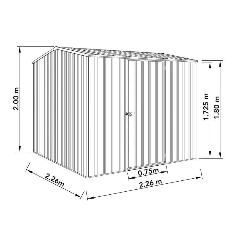7'5 X 7'5 Absco Premier Titanium Reverse Apex Metal Shed - Dark Grey (2.26m X 2.26m) 5 7'5 X 7'5 Absco Premier Titanium Reverse Apex Metal Shed - Dark Grey (2.26m X 2.26m) - Image 3