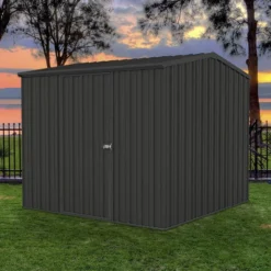 7'5 X 7'5 Absco Premier Titanium Reverse Apex Metal Shed - Dark Grey (2.26m X 2.26m) 13 7'5 X 7'5 Absco Premier Titanium Reverse Apex Metal Shed - Dark Grey (2.26m X 2.26m) -Zen Gardenia Sales esdxl20met118 7x7 titanium dg insitu min