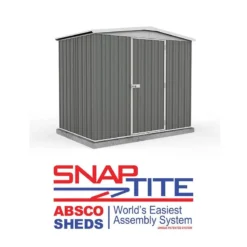7'5 X 5' Absco Regent Apex Metal Shed - Grey (2.26m X 1.44m) -Zen Gardenia Sales esdxl20met121 7x5 regent grey feature1 min