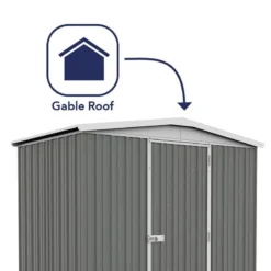 7'5 X 5' Absco Regent Apex Metal Shed - Grey (2.26m X 1.44m) -Zen Gardenia Sales esdxl20met121 7x5 regent grey feature2 min