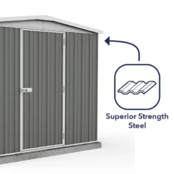 7'5 X 5' Absco Regent Apex Metal Shed - Grey (2.26m X 1.44m) -Zen Gardenia Sales esdxl20met121 7x5 regent grey feature5 min