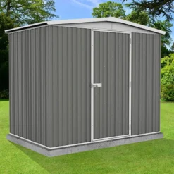 7'5 X 5' Absco Regent Apex Metal Shed - Grey (2.26m X 1.44m) -Zen Gardenia Sales esdxl20met121 7x5 regent grey insitu1 min