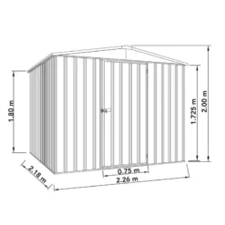 7'5 X 7' Absco Regent Apex Metal Shed - Grey (2.26m X 2.18m) -Zen Gardenia Sales esdxl20met122 7x7 regent grey drawing min
