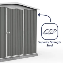 7'5 X 7' Absco Regent Apex Metal Shed - Grey (2.26m X 2.18m) -Zen Gardenia Sales esdxl20met122 7x7 regent grey feature5 min