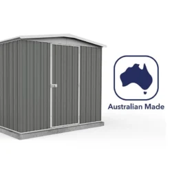 7'5 X 7' Absco Regent Apex Metal Shed - Grey (2.26m X 2.18m) -Zen Gardenia Sales esdxl20met122 7x7 regent grey feature6 min