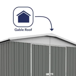10' X 5' Absco Regent Double Door Metal Shed - Grey (3m X 1.44m) -Zen Gardenia Sales esdxl20met123 10x5 regent grey feature2 min