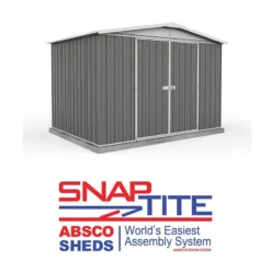 10' X 7' Absco Regent Double Door Metal Shed - Grey (3m X 2.18m) -Zen Gardenia Sales esdxl20met124 10x7 regent grey feature1 min