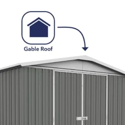 10' X 7' Absco Regent Double Door Metal Shed - Grey (3m X 2.18m) -Zen Gardenia Sales esdxl20met124 10x7 regent grey feature2 min