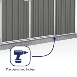 10' X 7' Absco Regent Double Door Metal Shed - Grey (3m X 2.18m) -Zen Gardenia Sales esdxl20met124 10x7 regent grey feature4 min