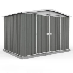 10' X 7' Absco Regent Double Door Metal Shed - Grey (3m X 2.18m)