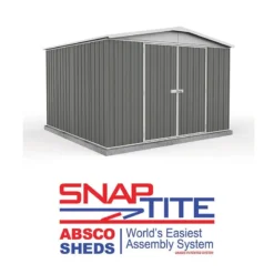 10' X 10' Absco Regent Double Door Metal Shed - Grey (3m X 2.92m) -Zen Gardenia Sales esdxl20met125 10x10 regent grey feature1 min