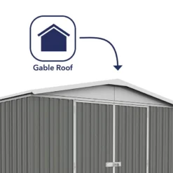 10' X 10' Absco Regent Double Door Metal Shed - Grey (3m X 2.92m) -Zen Gardenia Sales esdxl20met125 10x10 regent grey feature2 min