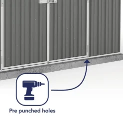 10' X 10' Absco Regent Double Door Metal Shed - Grey (3m X 2.92m) -Zen Gardenia Sales esdxl20met125 10x10 regent grey feature4 min