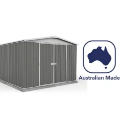 10' X 10' Absco Regent Double Door Metal Shed - Grey (3m X 2.92m) -Zen Gardenia Sales esdxl20met125 10x10 regent grey feature6 min