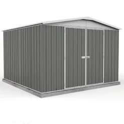 10' X 10' Absco Regent Double Door Metal Shed - Grey (3m X 2.92m)