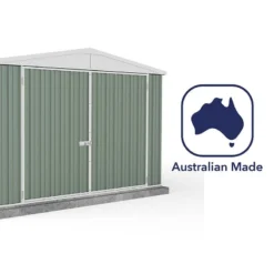 10' X 15' Absco Utility Metal Garage Workshop Shed - Pale Eucalyptus (3m X 4.48m) -Zen Gardenia Sales esdxl20met127 10x15 utility pe feature6 min