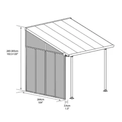 Palram Canopia Feria3 Side Wall - Grey 11 Palram Canopia Feria3 Side Wall - Grey -Zen Gardenia Sales feria sidewall 3 palram isoview