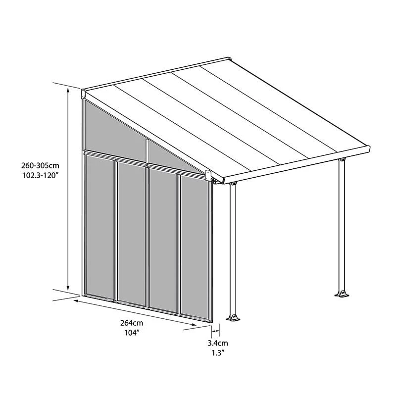 Palram Canopia Feria3 Side Wall - Grey 5 Palram Canopia Feria3 Side Wall - Grey - Image 3