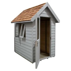 6' X 4' Forest Retreat Grey Luxury Shed (1.81m X 1.22m) - Installation Included -Zen Gardenia Sales fra46gyin forest retreat 6x4 apex shed grey cutout1 min 1