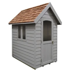 6' X 4' Forest Retreat Grey Luxury Shed (1.81m X 1.22m) - Installation Included -Zen Gardenia Sales fra46gyin forest retreat 6x4 apex shed grey cutout2 min 1