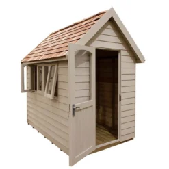 8' X 5' Forest Retreat Cream Luxury Shed (2.41m X 1.5m) - Installation Included -Zen Gardenia Sales fra58crin forest retreat 8x5 apex shed cream cutout1 min 1