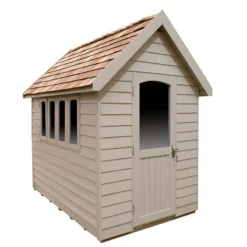 8' X 5' Forest Retreat Cream Luxury Shed (2.41m X 1.5m) - Installation Included -Zen Gardenia Sales fra58crin forest retreat 8x5 apex shed cream cutout2 min 1