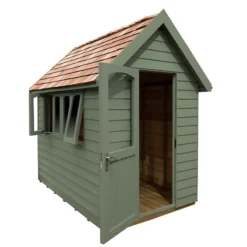 8' X 5' Forest Retreat Green Luxury Shed (2.41m X 1.5m) - Installation Included -Zen Gardenia Sales fra58gnin forest retreat 8x5 apex shed green cutout1 min 1