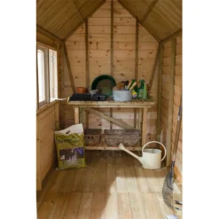 8' X 5' Forest Retreat Green Luxury Shed (2.41m X 1.5m) - Installation Included -Zen Gardenia Sales fra58gnin forest retreat 8x5 apex shed green interior min