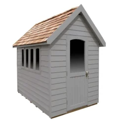 8' X 5' Forest Retreat Grey Luxury Shed (2.41m X 1.5m) - Installation Included -Zen Gardenia Sales fra58gyin forest retreat 8x5 apex shed grey cutout2 min 1