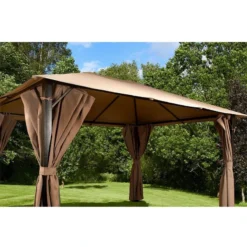 13'x10' (4mx3m) Glendale Venice Mocha Heavy Duty Rectangle Garden Gazebo -Zen Gardenia Sales gl1152 4x3m glendale venice mocha rectangle gazebo insitu min