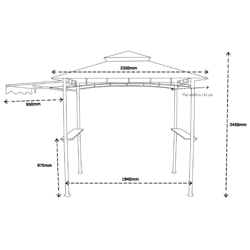 8' X 4'11 Glendale BBQ Shelter Gazebo (2.45m X 1.5m) 4 8' X 4'11 Glendale BBQ Shelter Gazebo (2.45m X 1.5m) - Image 2