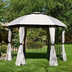 5'9 X 5'9 Glendale Big Hex Hexagonal Grey Garden Gazebo (1.75m X 1.75m)