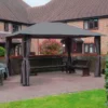 13' X 10' Glendale Highfield Grey Garden Gazebo (4m X 3m) -Zen Gardenia Sales gl1802 13x10 glendale highfield grey garden gazebo insitu1 min 1
