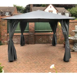 13' X 10' Glendale Highfield Grey Garden Gazebo (4m X 3m) -Zen Gardenia Sales gl1802 13x10 glendale highfield grey garden gazebo insitu2 min